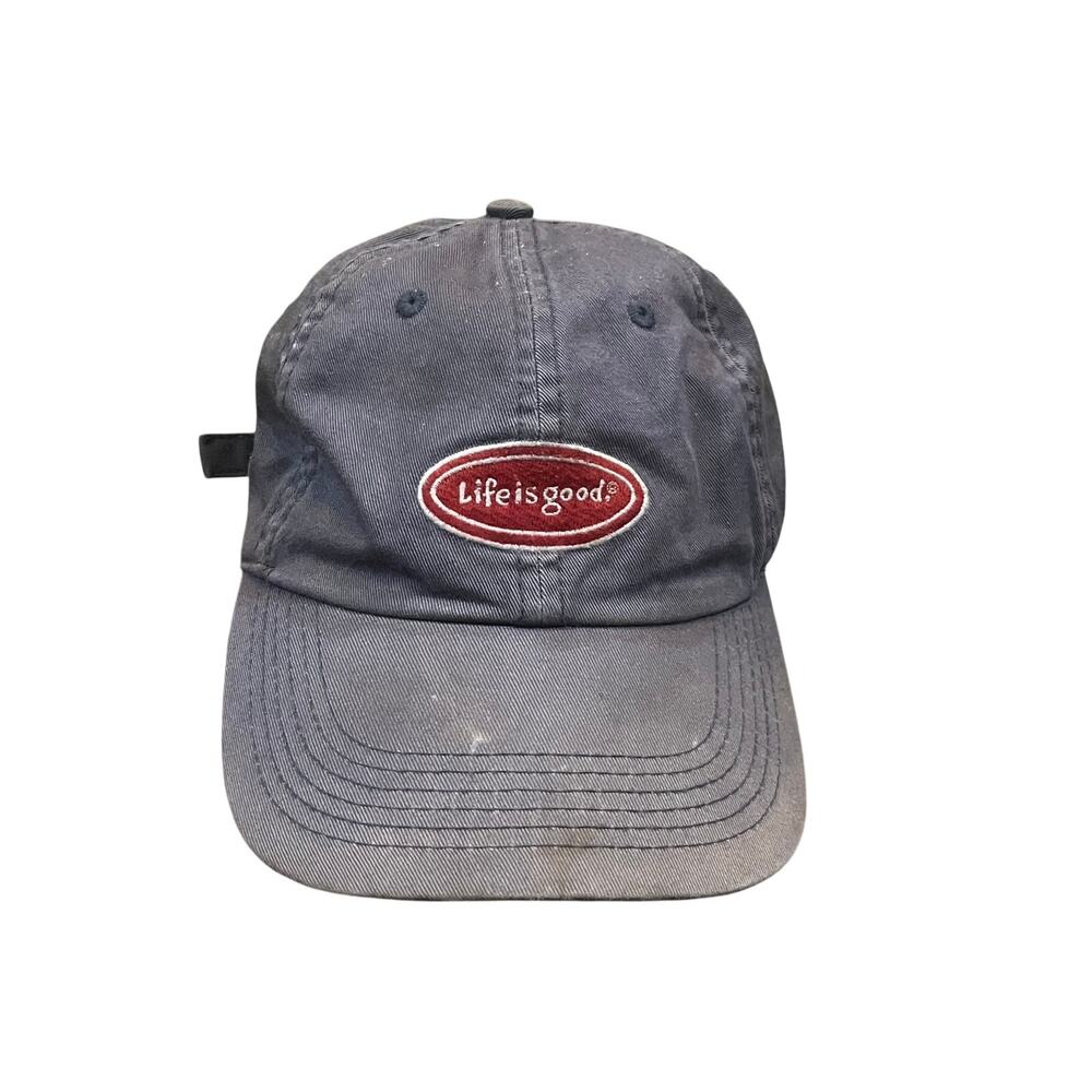 Life Is‎ Good Hat Gray Adjustable Strapback Baseball Cap Embroidered Logo Casual